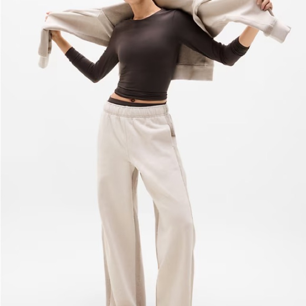 Athleta Cream Wide-Leg Pants